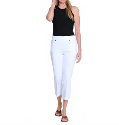 Multiples Pull On Pintuck Flare Leg Crop Jean With Pockets In White