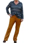 Multiples Pull-on Solid Stretch Suede Flare Leg Jean In Tobbern In Multi