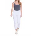Multiples Pull On Wide Band Eyelet Fringe Trim Hem Ankle Jeans In White In White