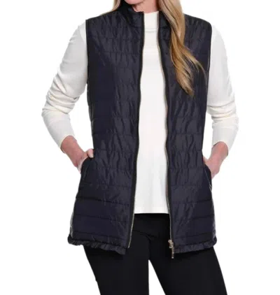 Multiples Quilted Long Vest In Black