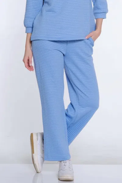 Multiples Quilted Lounge Ankle Pants In Cornflower Blue In Multi