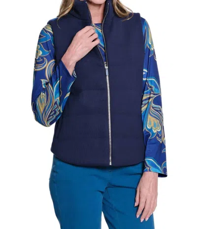 Multiples Quilted Vest In Midnight In Blue