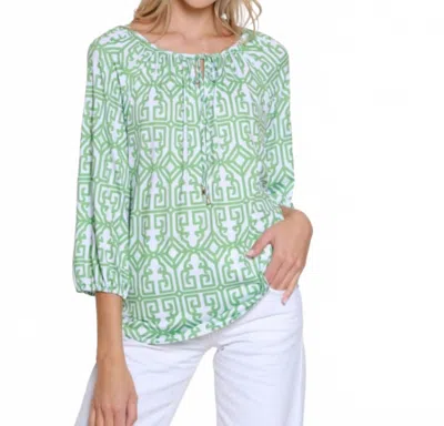 Multiples Raglan 3/4 Hi-lo Peasant Top In Classic Green