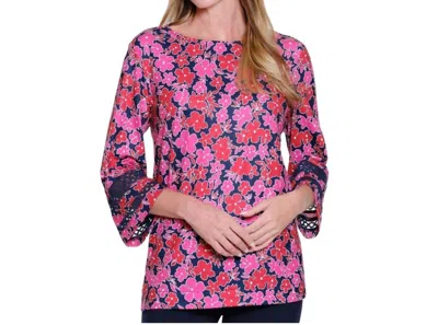 Multiples Refined Floral Blouse In Multi In Pink