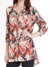 Multiples Roll Tab Cuffed Hi-lo Shirt In Multicolor In Multi