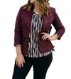Multiples Rolled Long Sleeve Stand Collar Open Front Jacket In Auburn In Red