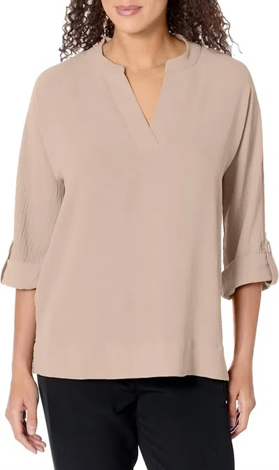 Multiples Rolled Tab Cuffed Dolman Sleeve Top In Stone In White
