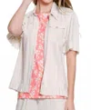 Multiples Ruffle Hem Solid Woven Jacket In Flax In Sand