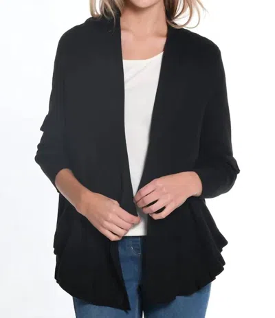 Multiples Ruffle Hem Sweater Cardigan In Black