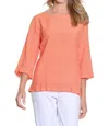 Multiples Ruffle Hem Woven Top In Melon In Orange
