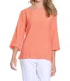 Multiples Ruffle Hem Woven Top In Orange In Orange