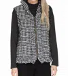 Multiples Ruffle Trim Houndstooth Vest In Black/white In Multi