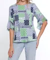 Multiples Ruth Anne Top In Kelly Green In Blue