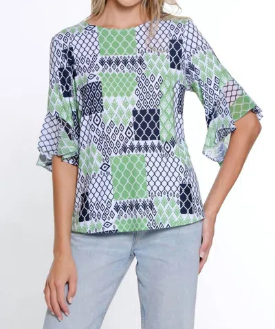 Multiples Ruth Anne Top In Kelly Green In Blue