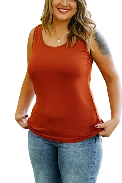 Multiples Scoop Neck Knit Tank In Cinnamon In Brown