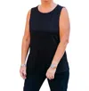 Multiples Scoop Neck Solid Knit Tank In Black In Black
