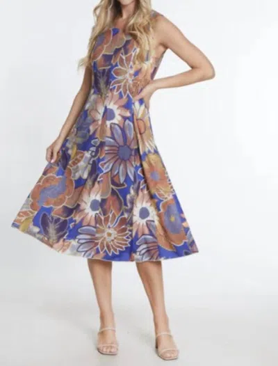 Multiples Scoop Neck Tank Midi Dress In Flower Multi