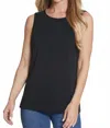 Multiples Scoop Neck Tank Top In Black In Black
