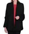 Multiples Shawl Collar Long Sleeve Knit Cardigan In Black In Black