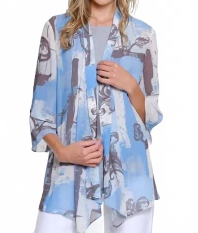 Multiples Sheer Knit Jacket And Matching Tank Top In Multicolor In Blue