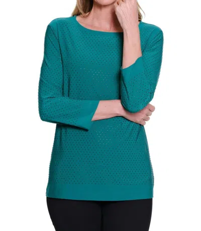 Multiples Shimmer High-neck Knit Top In Evergreen In Green