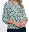 Multiples Ruffle Neck Print Top In Multi