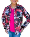 Multiples Snap Front Lined Jacket In Pink Multi In Pink