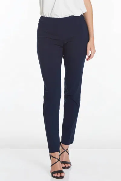 Multiples Solid Narrow-leg Pants In Midnight In Blue