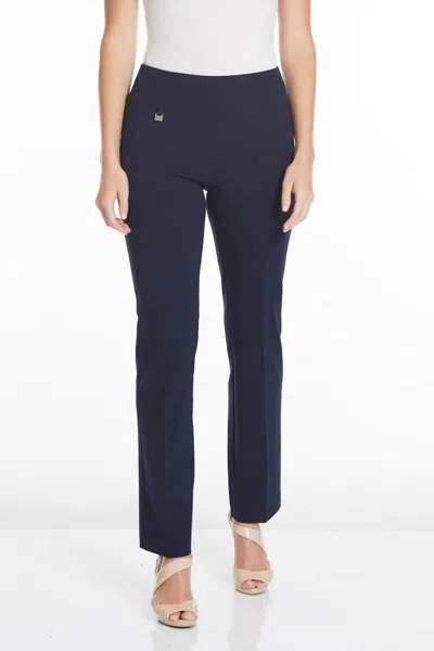 Multiples Solid Relaxed Leg Pants In Midnight In Blue