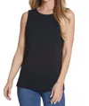 Multiples Solid Scoop Neck Tank In Black In Black