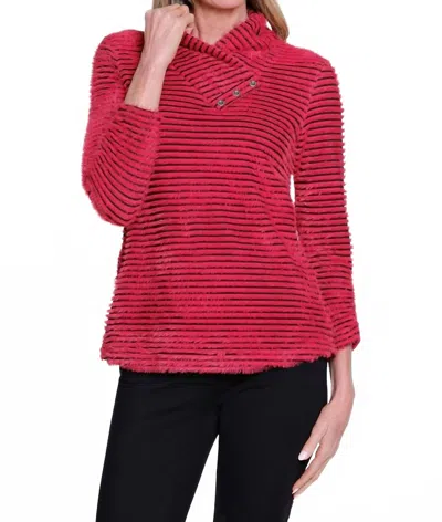 Multiples Striped Collar Top In Red