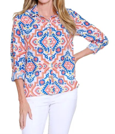 Multiples Sunset Mosaic Roll-tab Shirt In Multi