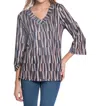 Multiples Three Quarter Sleeve 2-button V-neck Band Top In Multi In Multi