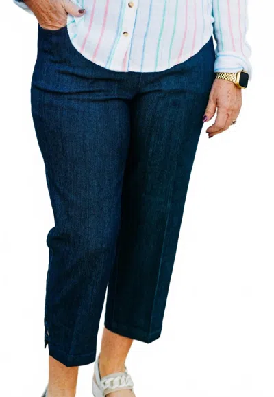 Multiples Twill Denim Capri Tulip Hem In Blue