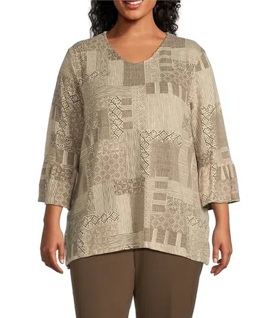 Multiples V-neck Top In Multi In Neutral