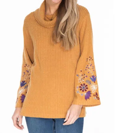 Multiples Vanessa Cowl Sweater In Mustard In White