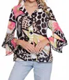 Multiples Where Did I Go Blouse In Black Multi In Multi
