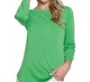 Multiples Wide Neck High-low Knit Top In Green In Green