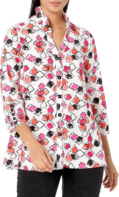 Multiples Wire Collar Button Front Shirt In Multi