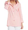 Multiples Wire Collar Stripe Blouse In White/coral In Multi