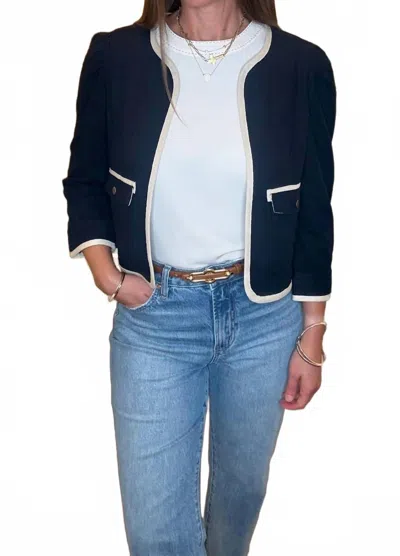 Multiples Women's Cuffed Contrast Jacket In Blue