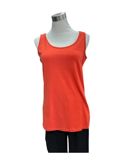 Multiples Double Scoop Neck Tank Top In Deep Orange In Red