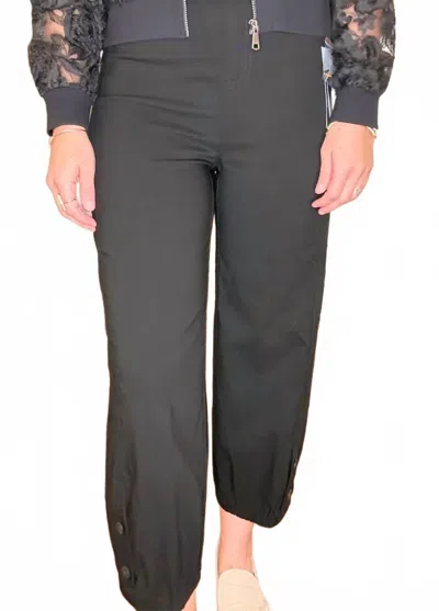 Multiples Women's Slimsation Button Hem Crop Pant In Black In Multi