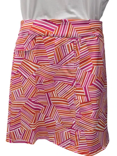 Multiples Women's Slimsation Pull On Skort In Multi Pink & Orange Pattern