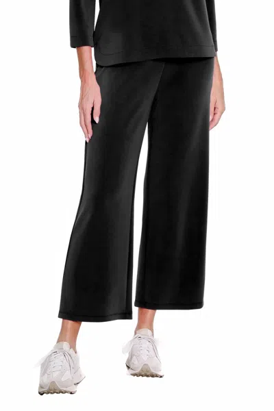 Multiples Women's Wide Band Wide Leg Crop Pants In Black
