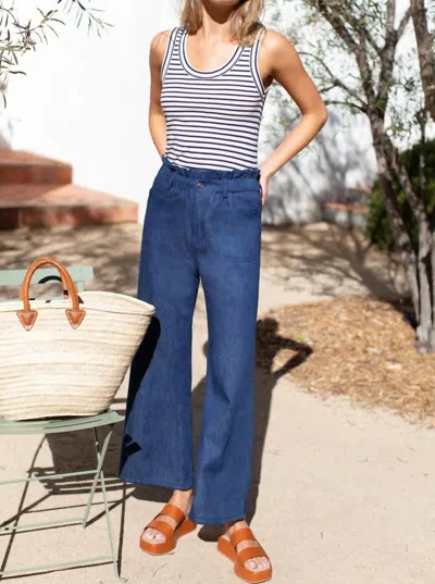 Multiples Women's Zip Front Flare Leg Crop Jeans In Indigo In Multi