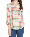 Multiples Woven Plaid Button Down Shirt In Multi In Neutral