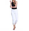 Multiples Zip Front Fringe Hem Crop Jean With Embroidery In White In White