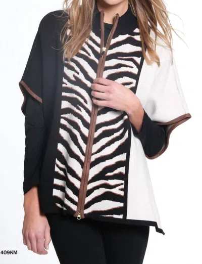 Multiples Zip Front Poncho In Multicolor