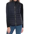Multiples Zip Thru Collar Zip Pocket Quilted Vest In Black In Black